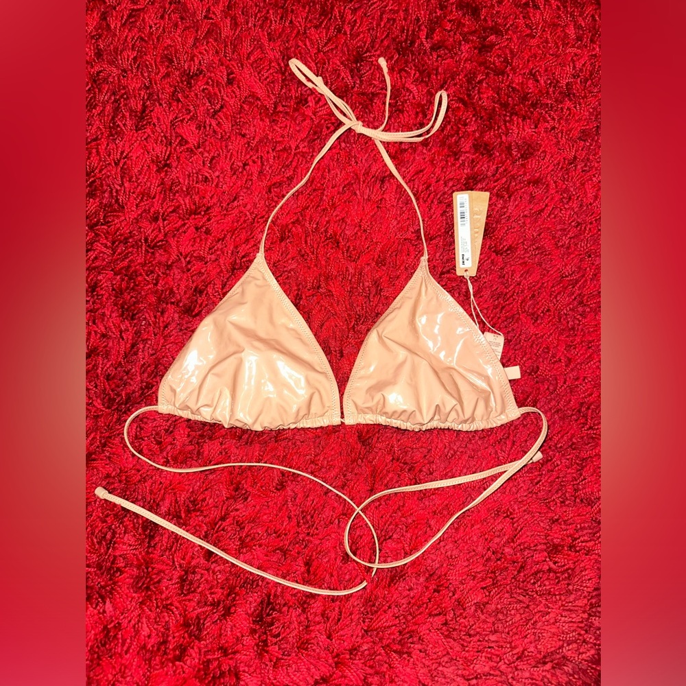 SKIMS faux leather triangle bikini top